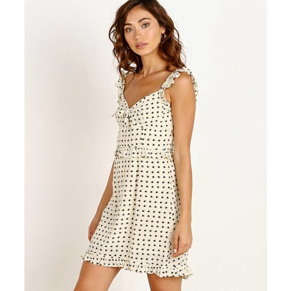 For Love & Lemons Womens Sweetheart Mini Dress Creme Beige Size Large - Picture 3 of 12